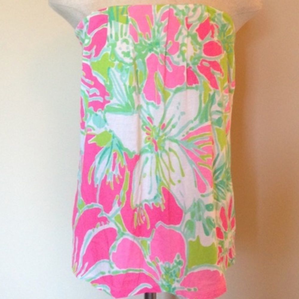 Lilly Pulitzer Tyra Tube Top in Flamingo Pink "Don't Give a Cluck"